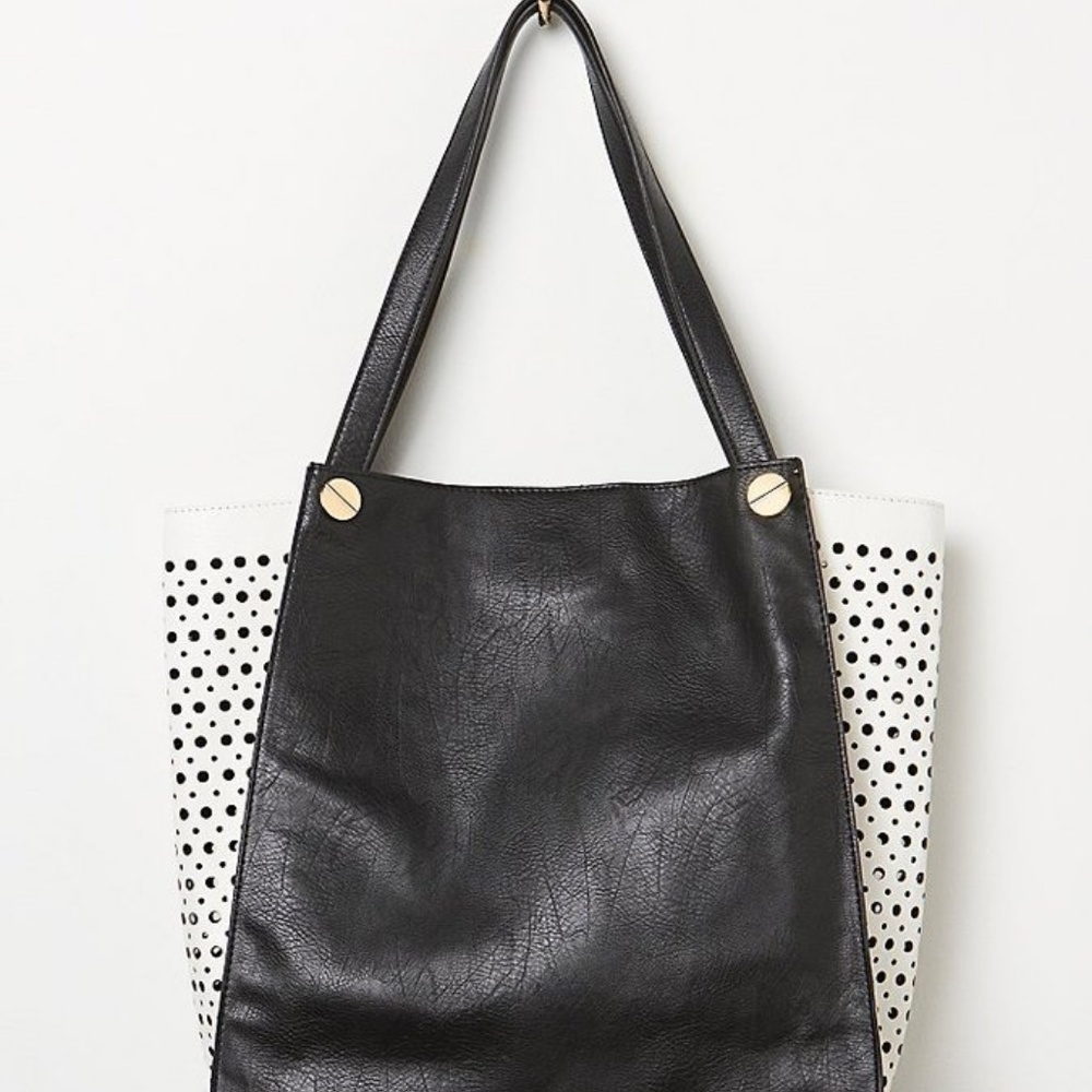 Free People Black/White Perforated Tote, Veg